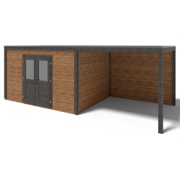 Abri de jardin en bois Nova 7.06x3.09m - 21.82m2 - Ep. 28mm - Traité