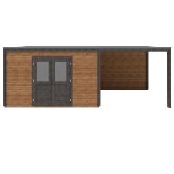 Abri de jardin en bois Nova 7.06x3.09m - 21.82m2 - Ep. 28mm - Traité