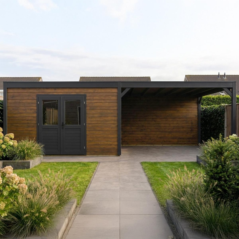 Abri de jardin en bois Nova 8.06x3.09m - 24.91m2 - Ep. 28mm - Traité