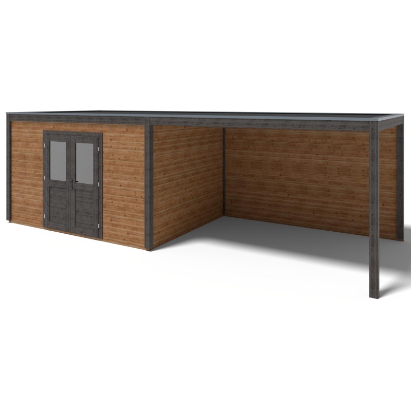 Abri de jardin en bois Nova 8.06x3.09m - 24.91m2 - Ep. 28mm - Traité