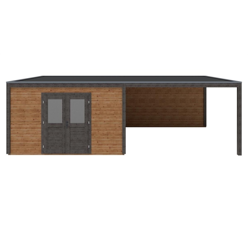 Abri de jardin en bois Nova 8.06x4.09m - 32.96m2 - Ep. 28mm - Traité