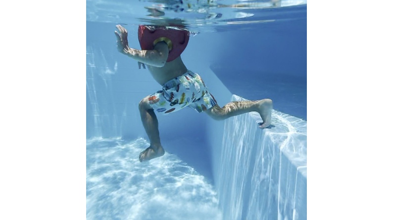 Piscine en bois NEMO 4.3 x 3 - H.1.18 m avec plage, bleu pâle, cadre en métal - sans dalle