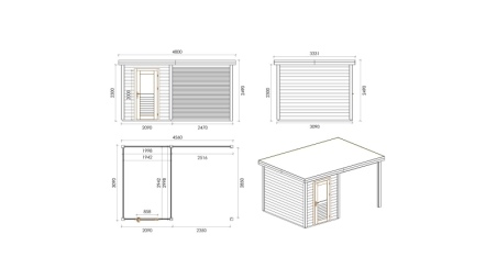 Abri de jardin en bois Vala 4.56x3.09m - 14.09m2 - Ep. 28mm - Traité