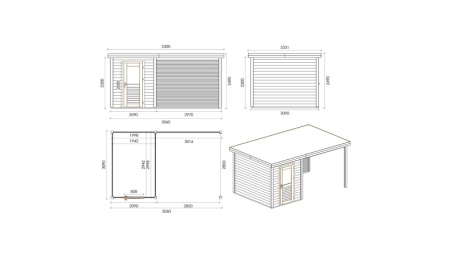 Abri de jardin en bois Vala 5.06x3.09m - 15.63m2 - Ep. 28mm - Traité
