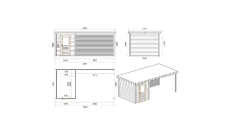 Abri de jardin en bois Vala 6.06x3.09m - 18.72m2 - Ep. 28mm - Traité