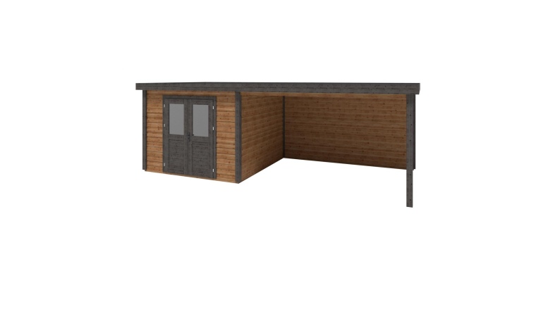 Abri de jardin en bois Aura 7.06x3.09m - 21.81m2 - Ep. 28mm - Traité