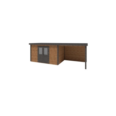 Abri de jardin en bois Freya 6.56x2.59m - 16.99m2 - Ep. 28mm - Traité
