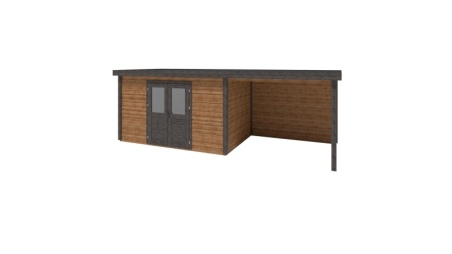 Abri de jardin en bois Freya 6.56x2.59m - 16.99m2 - Ep. 28mm - Traité