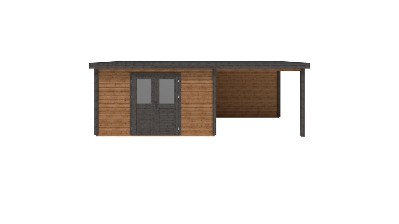 Abri de jardin en bois Freya 6.56x2.59m - 16.99m2 - Ep. 28mm - Traité