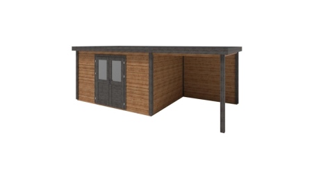 Abri de jardin en bois Freya 7.06x2.59m - 18.28m2 - Ep. 28mm - Traité