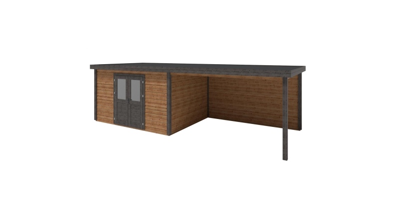 Abri de jardin en bois Freya 7.06x3.09m - 21.81m2 - Ep. 28mm - Traité