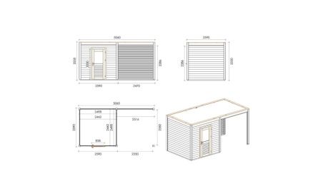 Abri de jardin en bois Nexa 5.06x2.59m - 13.11m2 - Ep. 28mm - Traité