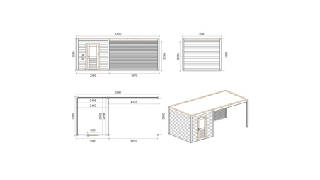 Abri de jardin en bois Nexa 6.56x3.09m - 20.27m2 - Ep. 28mm - Traité