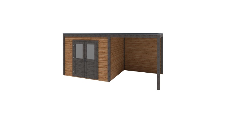 Abri de jardin en bois Sora 5.56x2.59m - 14.4m2 - Ep. 28mm - Traité