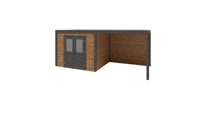 Abri de jardin en bois Sora 6.06x2.59m - 15.7m2 - Ep. 28mm - Traité