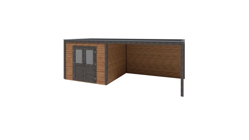 Abri de jardin en bois Sora 7.06x3.09m - 21.82m2 - Ep. 28mm - Traité