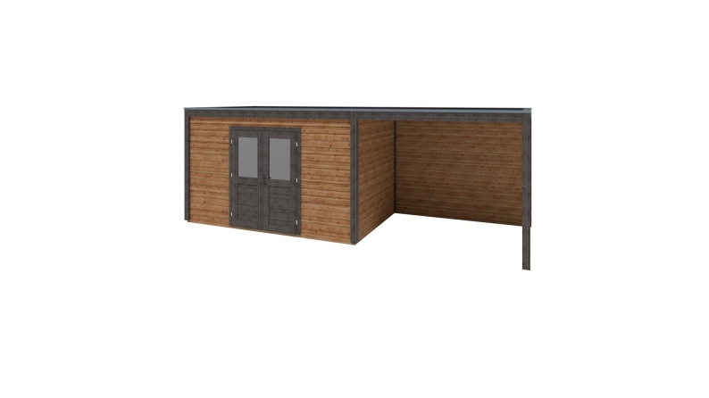 Abri de jardin en bois Nova 7.06x2.59m - 18.29m2 - Ep. 28mm - Traité