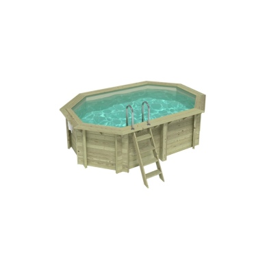 Piscine en bois NEMO 4.3 x 3 - H.1.18 m, sable, cadre en métal - sans dalle