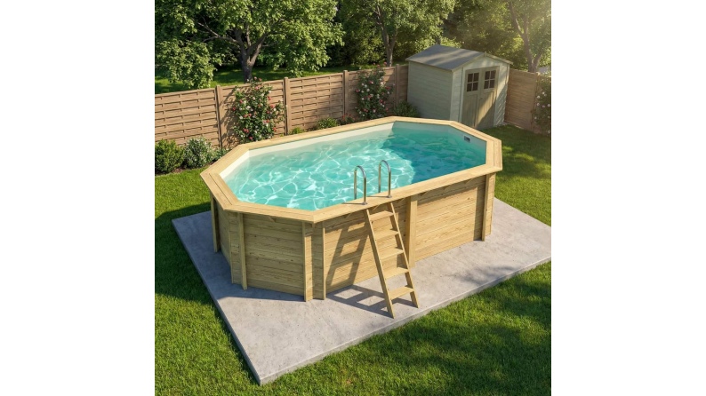 Piscine en bois NEMO 5.79 x 3.49 - H.1.45 m, sable, fixations à visser