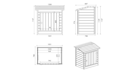 Armoire de jardin en bois -1.2x0.89 m - H.1.13 m - imprégné