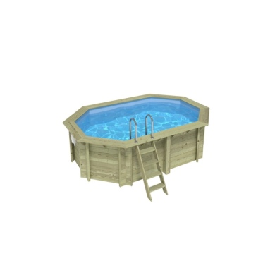 Piscine en bois NEMO 4.3 x 3 - H.1.18 m, bleu pâle, cadre en métal - sans dalle