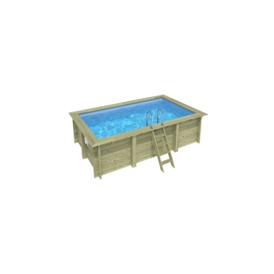 Piscine en bois AQUA 4.65 x 2.85 - H.1.24 m, bleu pâle, fixations à visser