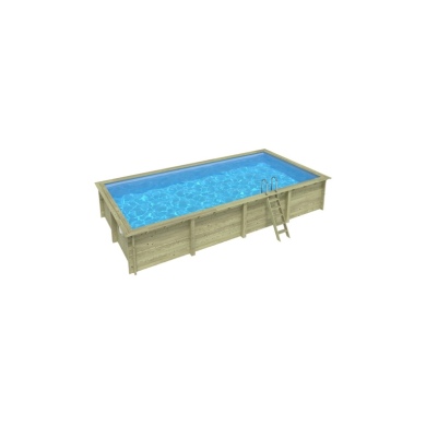 Piscine en bois AQUA 8.5 x 4.35 - H.1.45 m, bleu pâle, cadre en métal - sans dalle