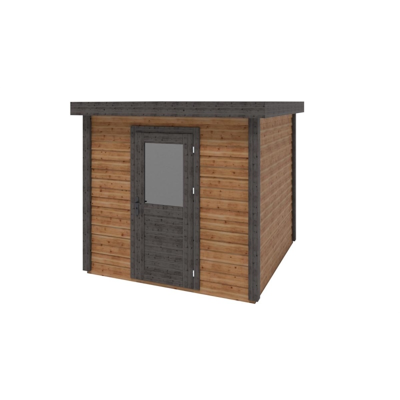Abri de jardin en bois Rava 2.59x2.59m - 6.71m2 - Ep. 28mm - Traité