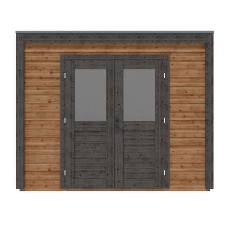 Abri de jardin en bois Sora 3.09x3.09m - 9.55m2 - Ep. 28mm - Traité