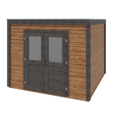 Abri de jardin en bois Sora 3.09x3.09m - 9.55m2 - Ep. 28mm - Traité 2