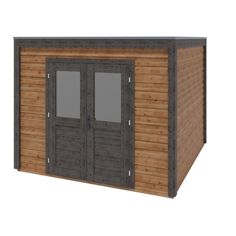 Abri de jardin en bois Sora 3.09x3.09m - 9.55m2 - Ep. 28mm - Traité