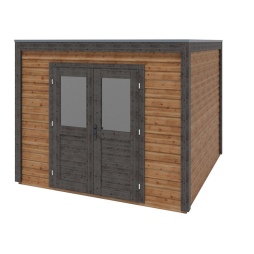 Abri de jardin en bois Sora 3.09x3.09m - 9.55m2 - Ep. 28mm - Traité