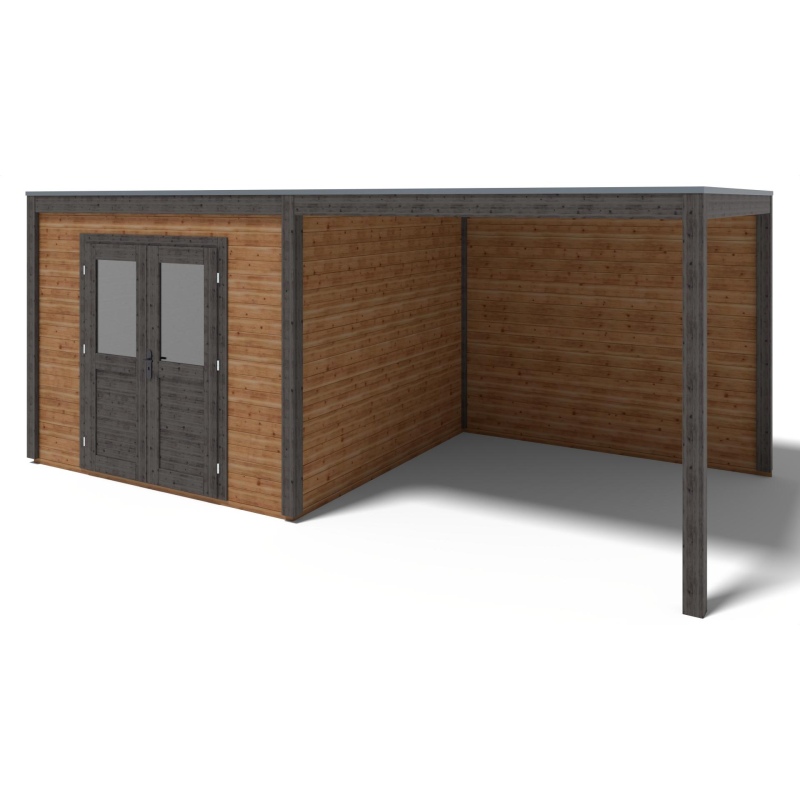 Abri de jardin en bois Sora 6.06x3.09m - 18.73m2 - Ep. 28mm - Traité