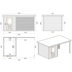 Abri de jardin en bois Vala 5.06x3.09m - 15.63m2 - Ep. 28mm - Traité