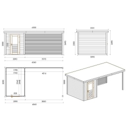 Abri de jardin en bois Vala 6.06x3.09m - 18.72m2 - Ep. 28mm - Traité