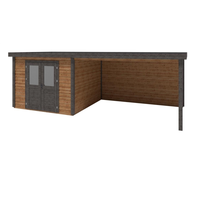 Abri de jardin en bois Aura 7.06x3.09m - 21.81m2 - Ep. 28mm - Traité