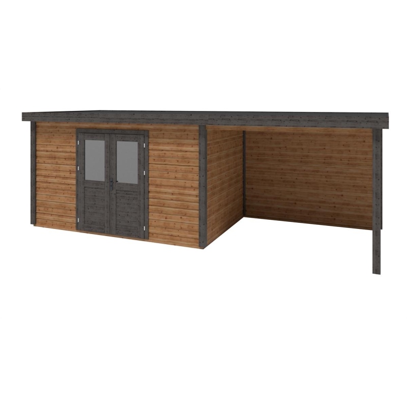 Abri de jardin en bois Freya 6.56x2.59m - 16.99m2 - Ep. 28mm - Traité