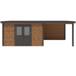 Abri de jardin en bois Freya 6.56x2.59m - 16.99m2 - Ep. 28mm - Traité