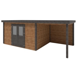 Abri de jardin en bois Freya 7.06x2.59m - 18.28m2 - Ep. 28mm - Traité