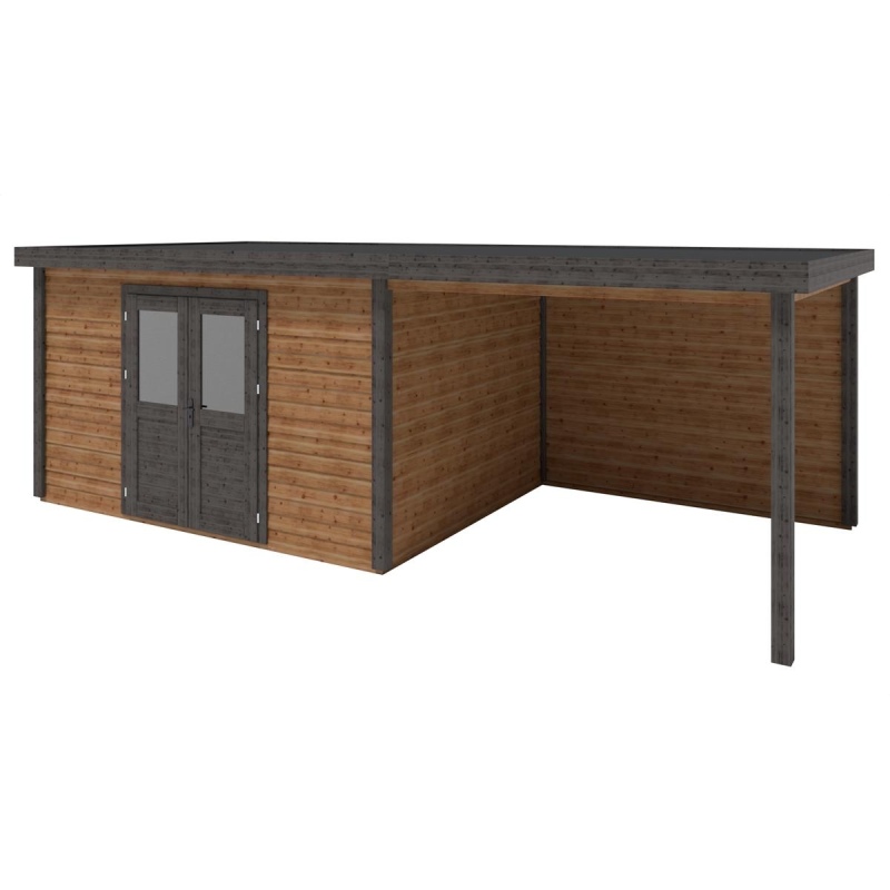Abri de jardin en bois Freya 6.56x3.09m - 20.27m2 - Ep. 28mm - Traité