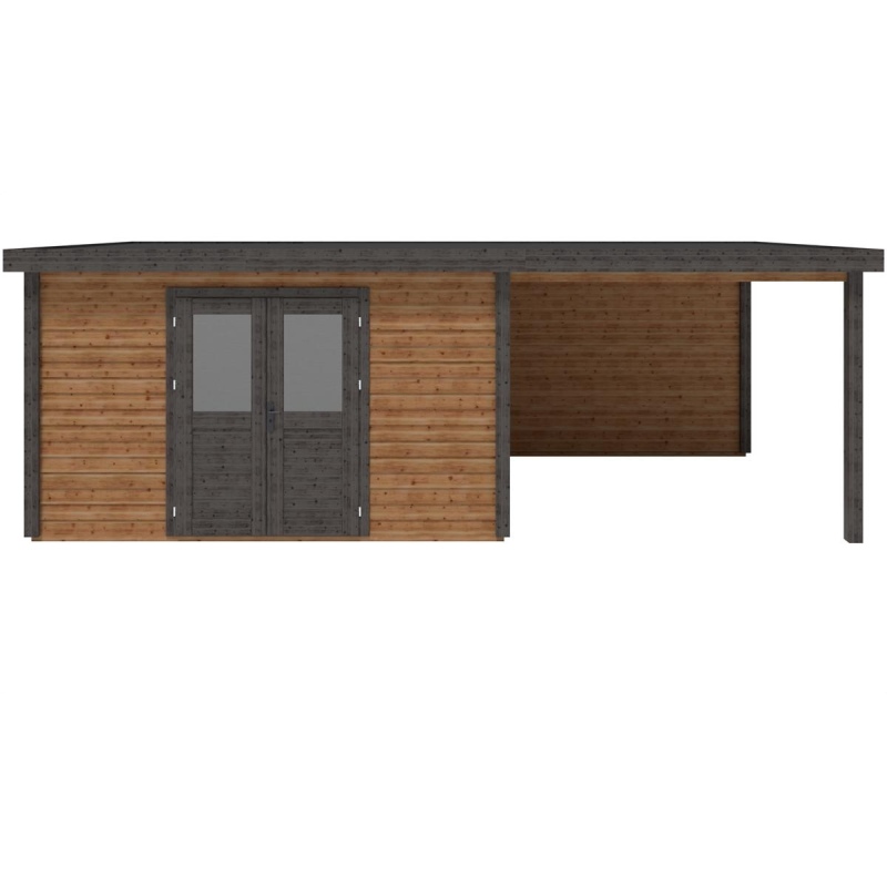 Abri de jardin en bois Freya 6.56x3.09m - 20.27m2 - Ep. 28mm - Traité