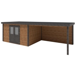 Abri de jardin en bois Freya 7.06x3.09m - 21.81m2 - Ep. 28mm - Traité