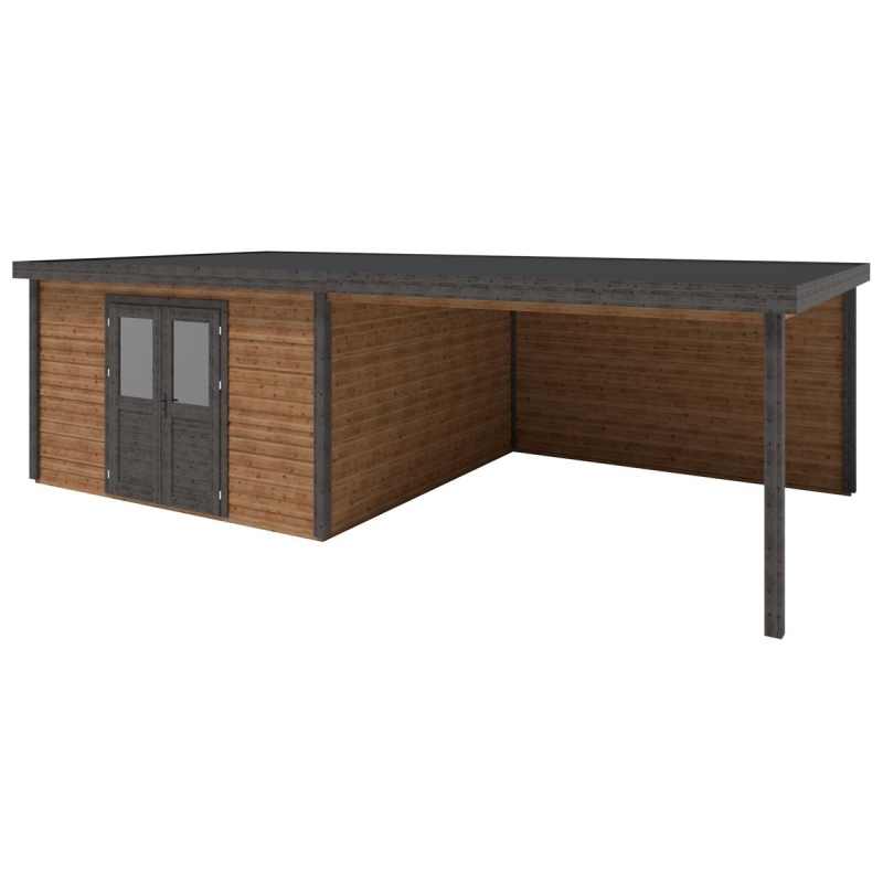 Abri de jardin en bois Freya 8.06x4.09m - 32.96m2 - Ep. 28mm - Traité