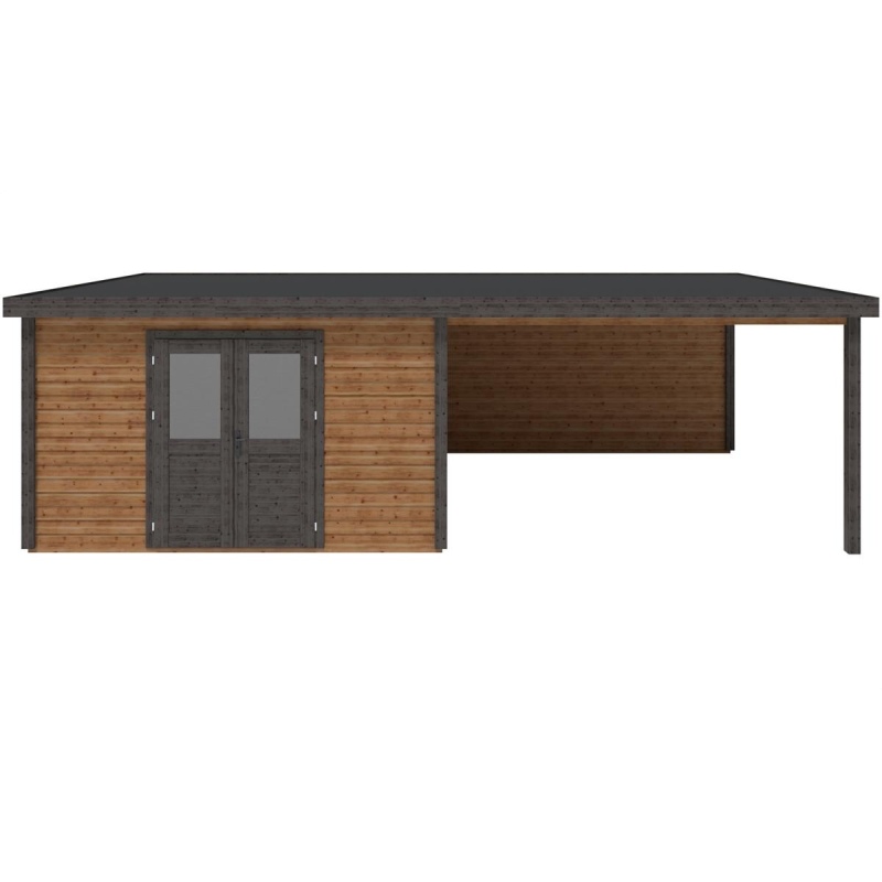 Abri de jardin en bois Freya 8.06x4.09m - 32.96m2 - Ep. 28mm - Traité