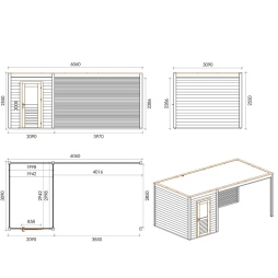 Abri de jardin en bois Luma 6.06x3.09m - 18.73m2 - Ep. 28mm - Traité