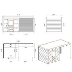 Abri de jardin en bois Nexa 5.06x2.59m - 13.11m2 - Ep. 28mm - Traité