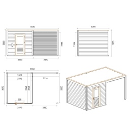 Abri de jardin en bois Nexa 5.06x3.09m - 15.64m2 - Ep. 28mm - Traité