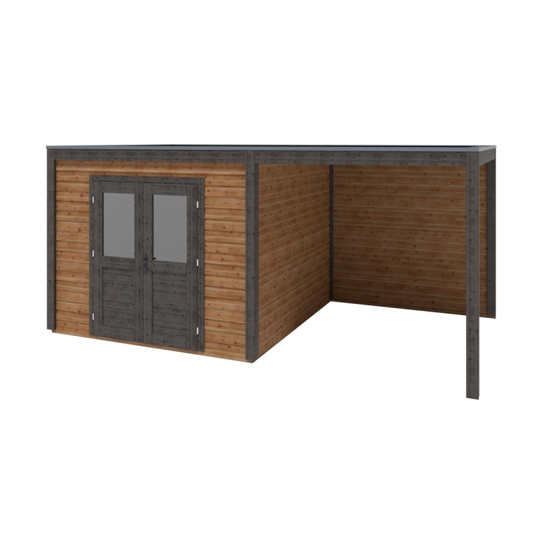 Abri de jardin en bois Sora 5.56x3.09m - 17.18m2 - Ep. 28mm - Traité