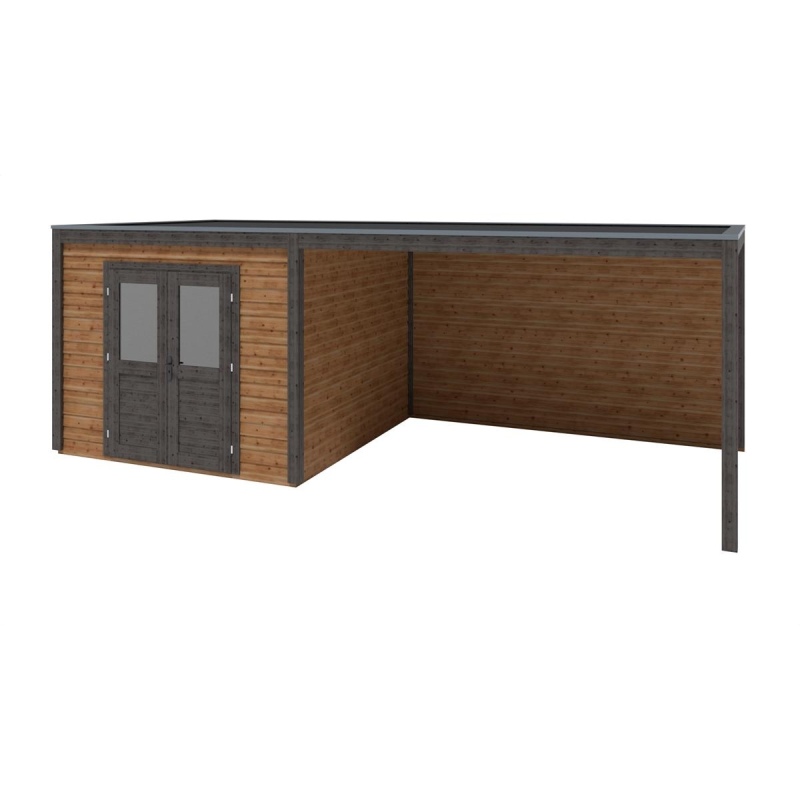 Abri de jardin en bois Sora 7.06x3.09m - 21.82m2 - Ep. 28mm - Traité
