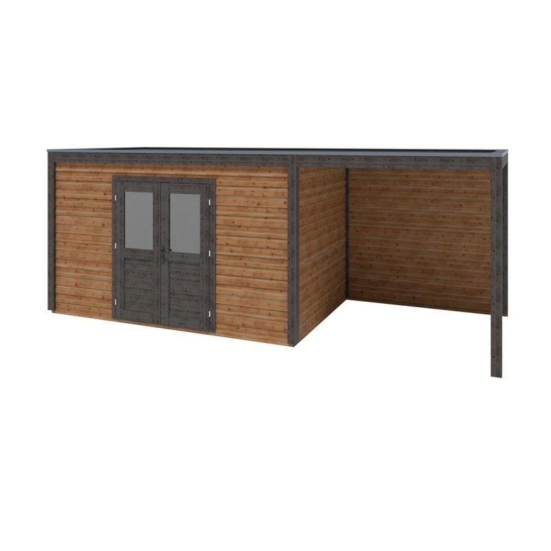Abri de jardin en bois Nova 6.56x2.59m - 16.99m2 - Ep. 28mm - Traité